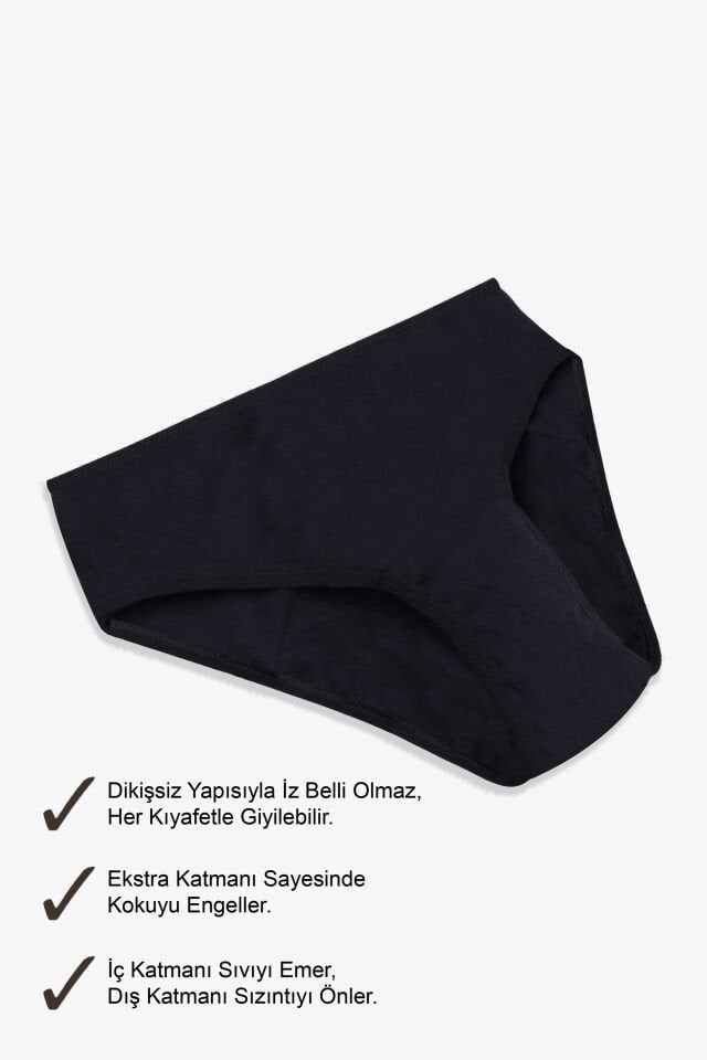 Siyah Yıkanabilir Regl Period Destek Külodu S - Siyah