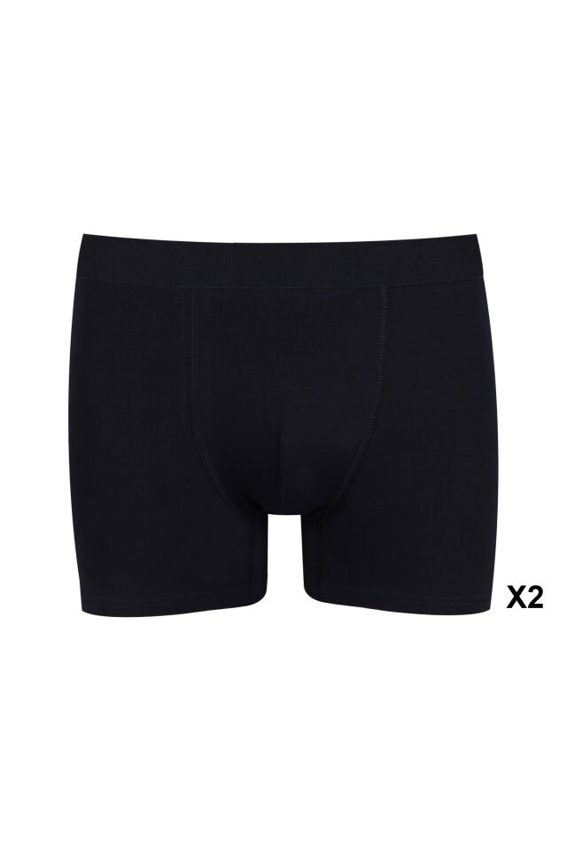 Erkek 6'lı Pamuklu Likralı Boxer Siyah - Füme - L