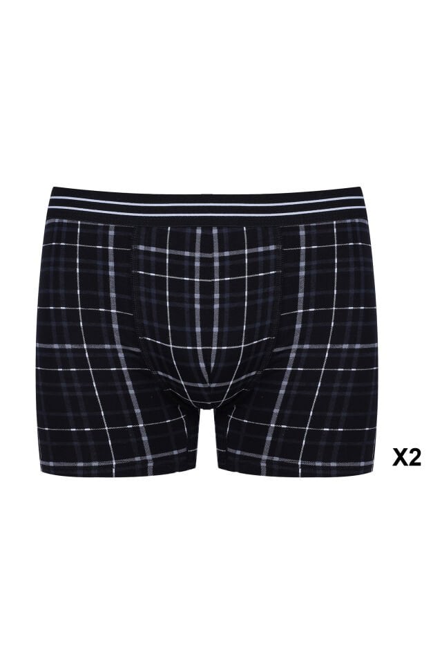 Erkek 6'lı Pamuklu Likralı Boxer Siyah - Füme - XL