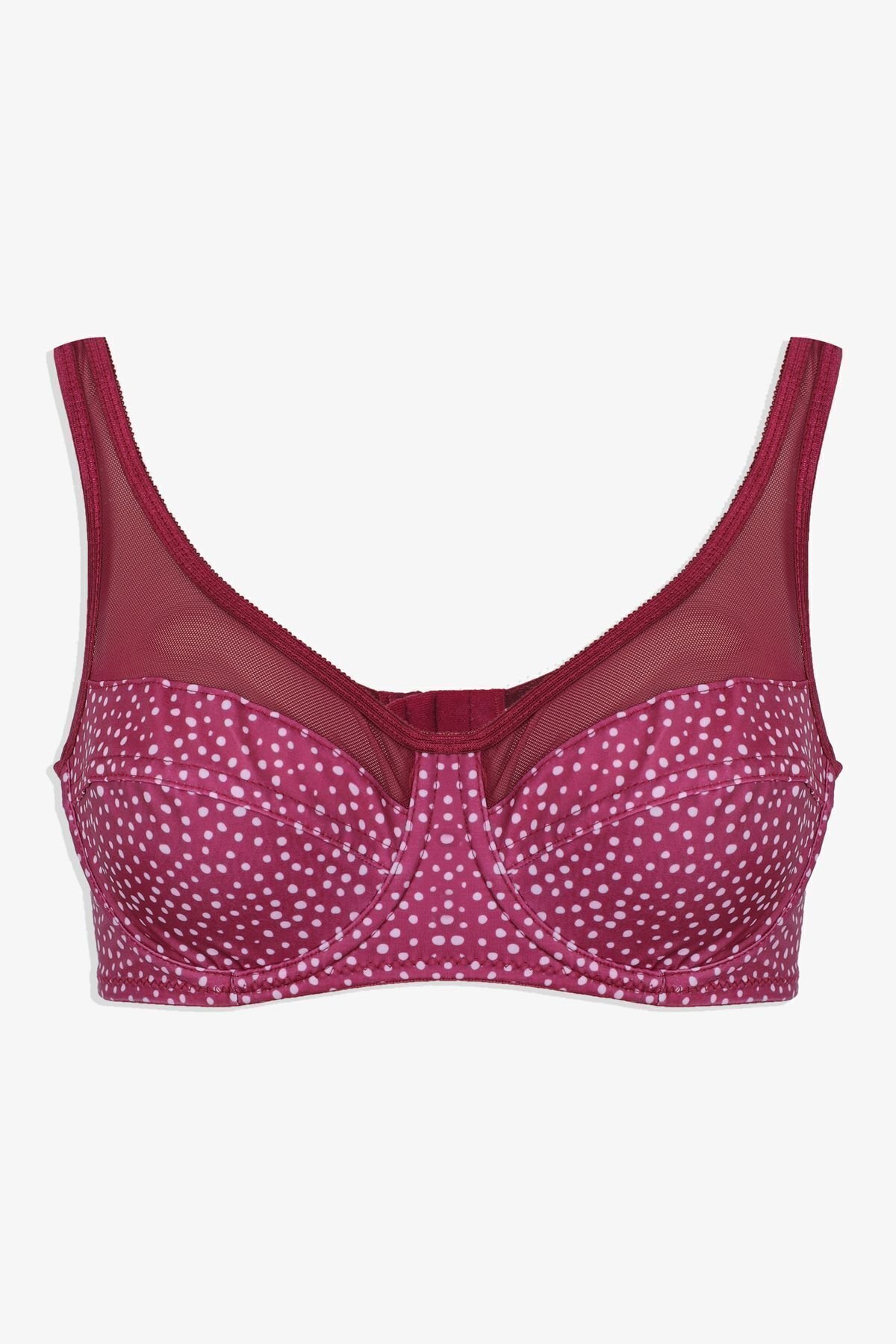 Kadın Puanlı Desenli Tül Detaylı Dolgusuz Toparlayıcı Minimizer Sütyen