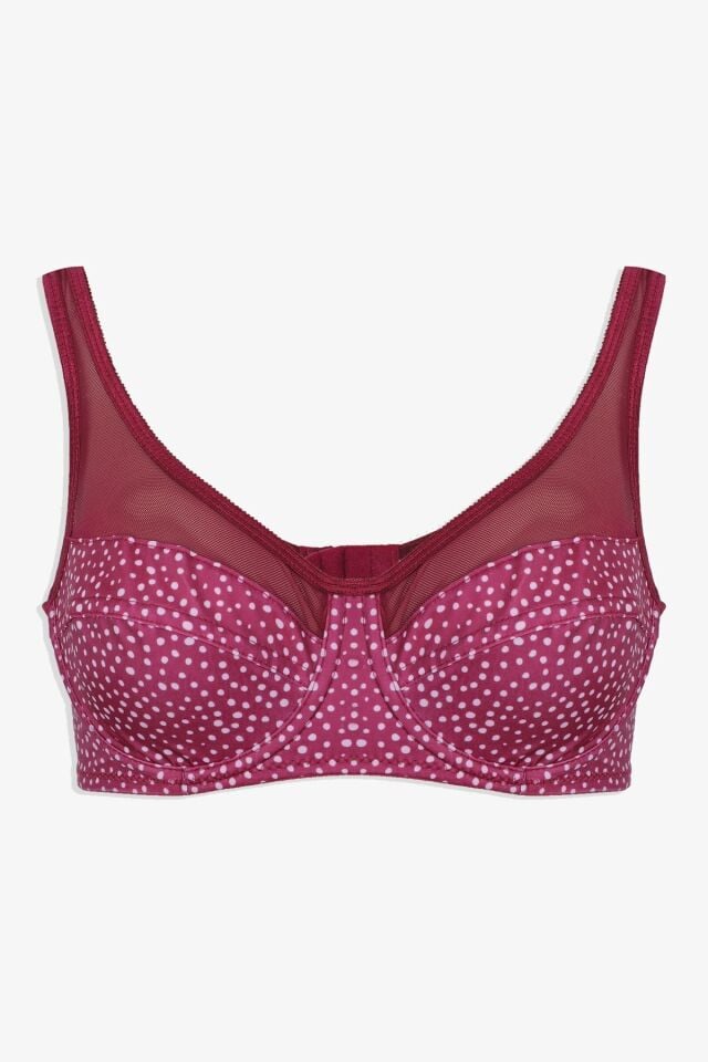 Kadın Puanlı Desenli Tül Detaylı Dolgusuz Toparlayıcı Minimizer Sütyen