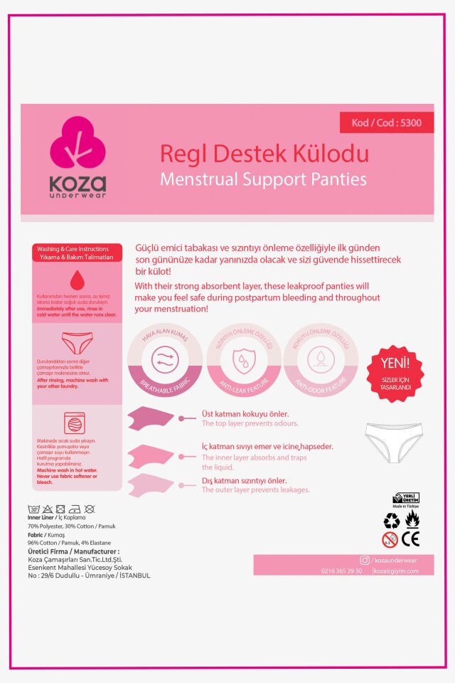 Siyah Yıkanabilir Regl Period Destek Külodu 2XL - Siyah