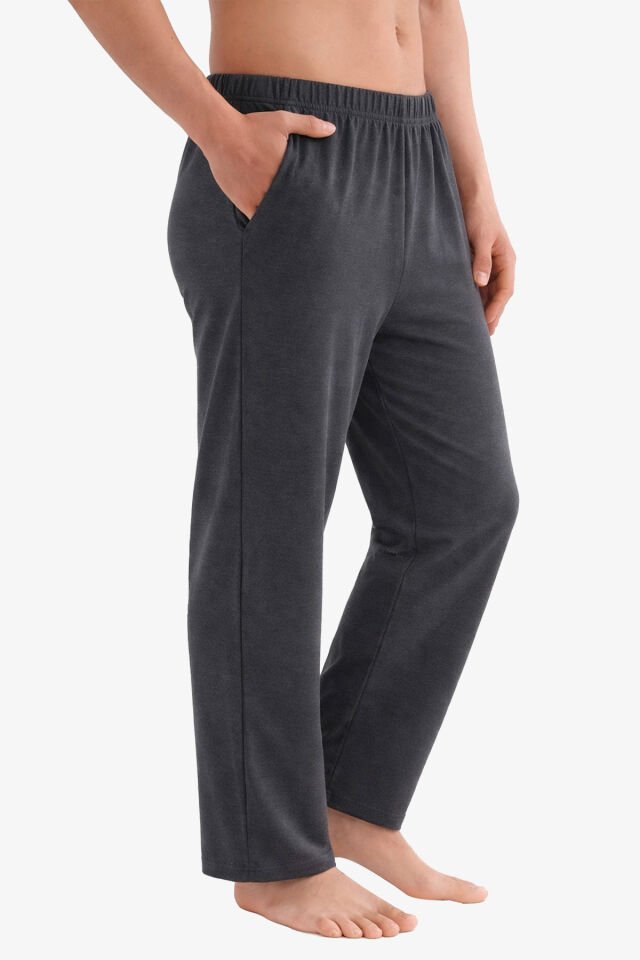 Erkek Pamuklu 2'li Tek Alt Pijama Mor - Gri - M