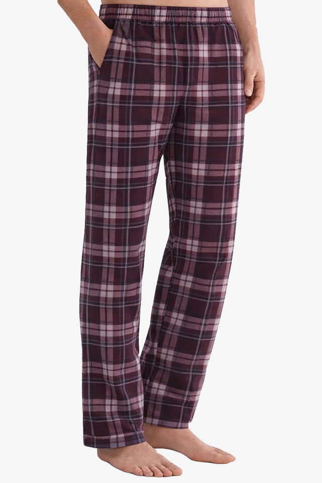 Erkek Pamuklu 2'li Tek Alt Pijama Mor - Gri - L