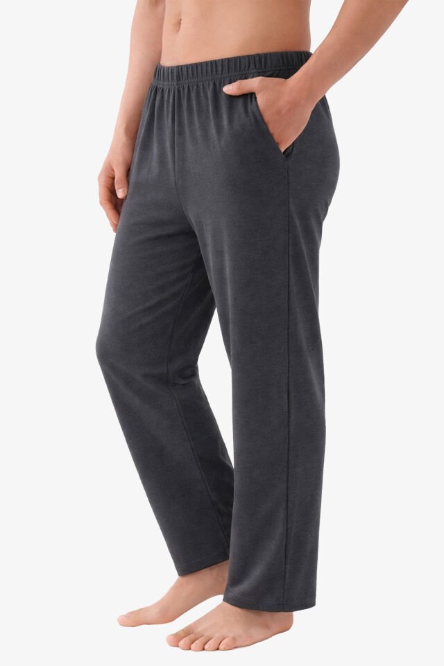 Erkek Pamuklu 2'li Tek Alt Pijama Mor - Gri - L