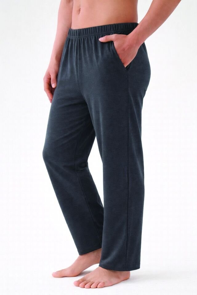 Erkek Pamuklu 2'li Tek Alt Pijama Yeşil - Füme - S