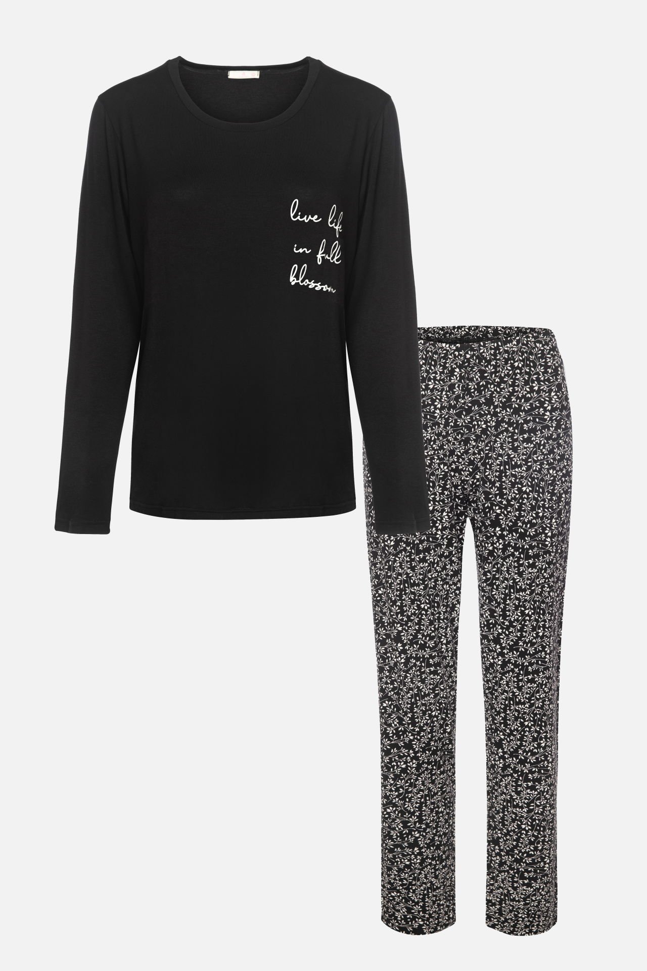 Kadın Baskılı Yaprak Desenli Yumuşak Dokulu Viskon Pijama Takımı