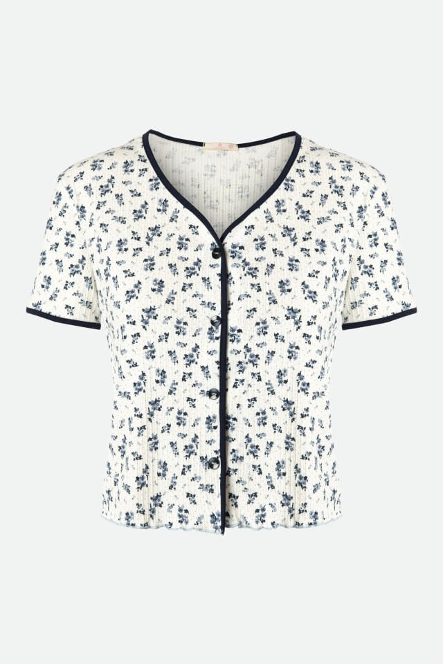 Kadın Çiçek Desenli Ajur Kaşkorse Şortlu Pijama Takımı L - Ekru - Siyah