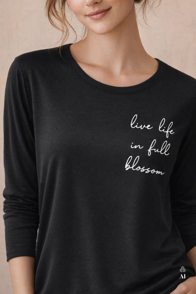 Kadın Baskılı Yaprak Desenli Yumuşak Dokulu Viskon Pijama Takımı S - Siyah - Beyaz