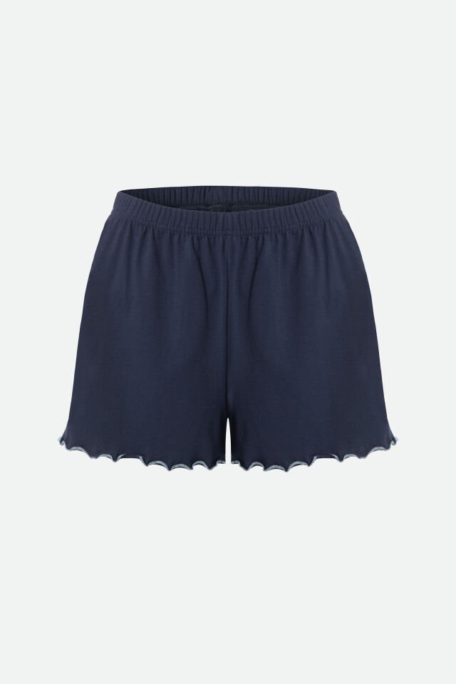 Kadın Çiçek Desenli Ajur Kaşkorse Şortlu Pijama Takımı XL - Ekru - Siyah