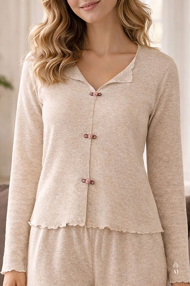 Sevgililer Günü Temalı Kadın Pamuklu Çıtır Çiçek Desenli Baby Overloklu Fiyonklu Uzun Kollu Pijama Takımı XL