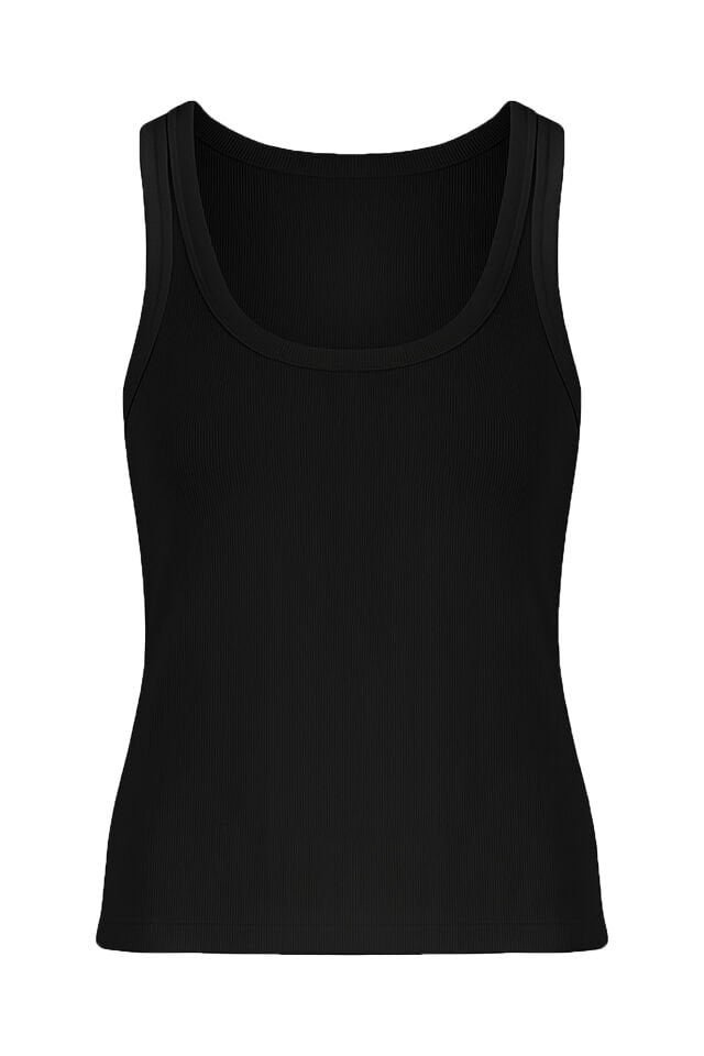 Kadın Pamuklu U Yaka Kaşkorse Atlet 2 Adet 2XL - Siyah - Beyaz