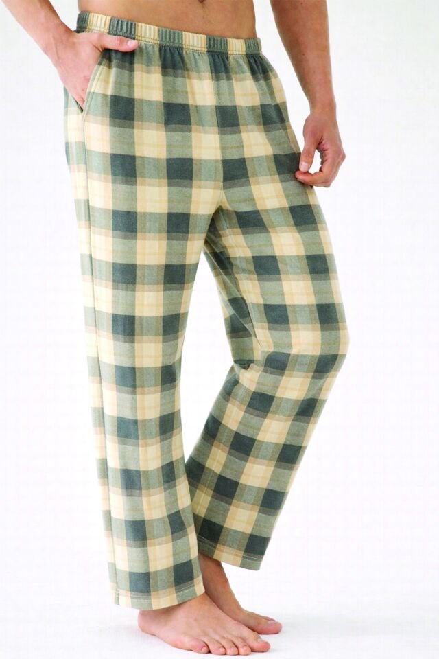 Erkek Pamuklu 2'li Tek Alt Pijama Yeşil - Füme - XL