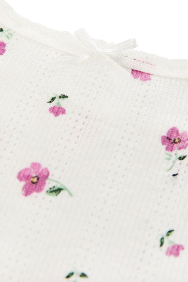 Kadın İp Askılı Pamuklu Çiçek Desenli Şortlu Takım Çok Renkli - M - Çok Renkli - M