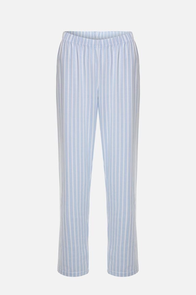 Kadın Pamuklu Pembe Çizgili Ara Biyeli Kısa Kollu Pijama Takımı KO7308TS-1 Mavi Çizgili - L - KO7308TS-1 Mavi Çizgili - L