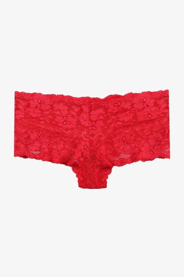 Sevgililer Günü Temalı Kadın 3'lü Dantelli Şort Boxer Külot 50335 siyah-ekru-kırmızı - S/M - 50335 siyah-ekru-kırmızı - S/M