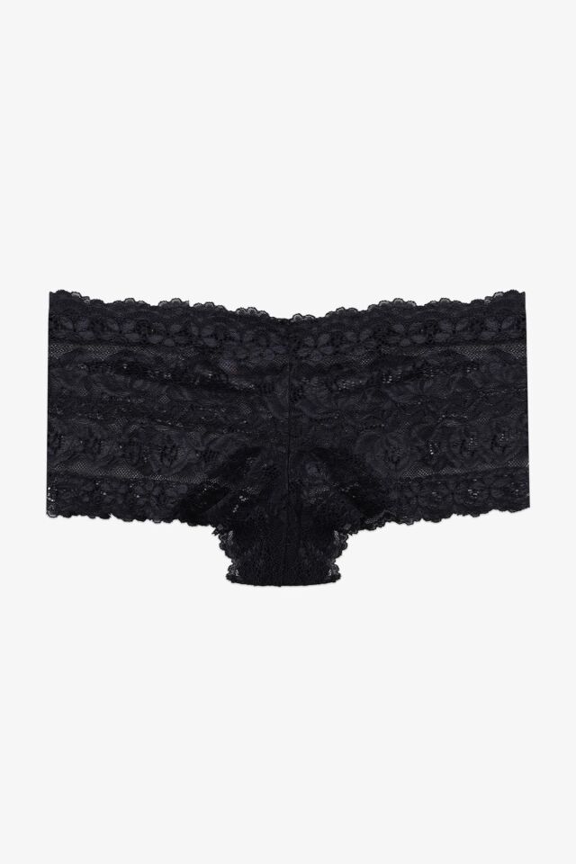 Sevgililer Günü Temalı Kadın 3'lü Dantelli Şort Boxer Külot 50335 siyah-ekru-kırmızı - S/M - 50335 siyah-ekru-kırmızı - S/M