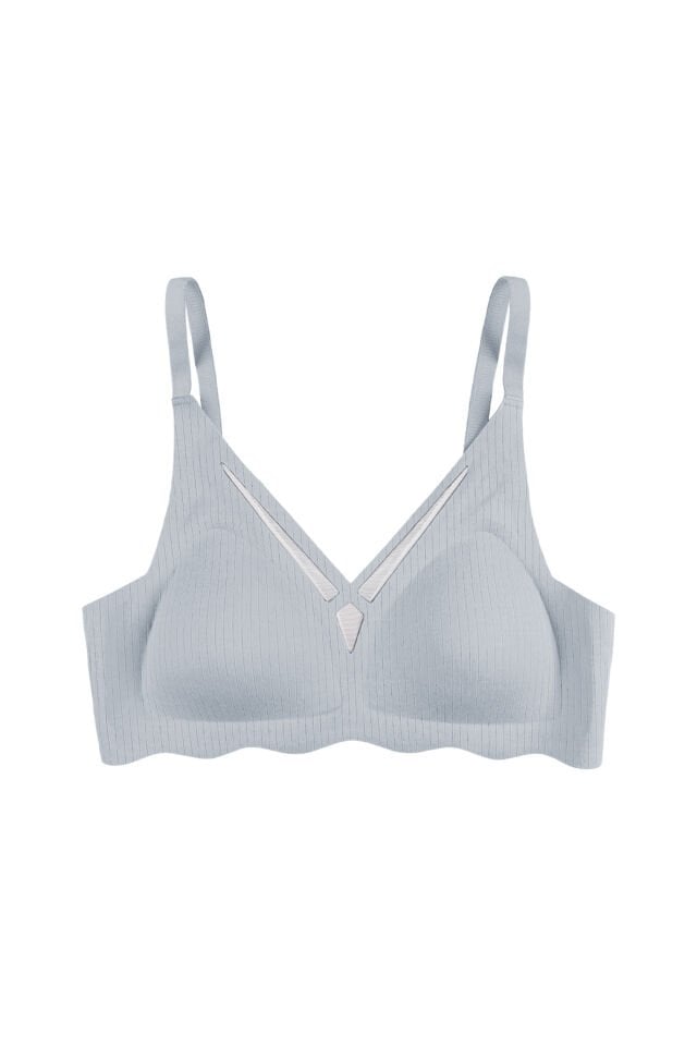 Balensiz Lazer Dikişsiz  Dilim Detaylı Dekolteli Sütyen 90B - Mavi