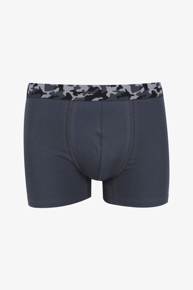 Erkek 2'li Pamuklu Likralı Boxer Siyah - Füme - 2XL