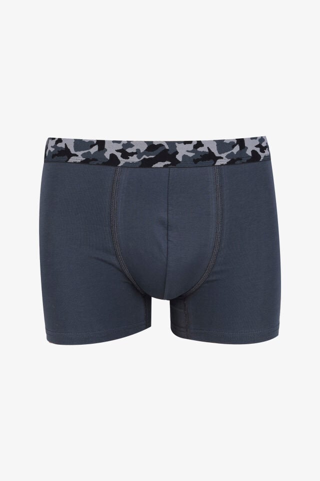 Erkek 2'li Pamuklu Likralı Boxer Siyah - Füme - 2XL