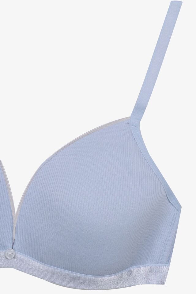 Kadın Fitilli Düğme Detaylı Sütyen Bebe Mavisi - 85B