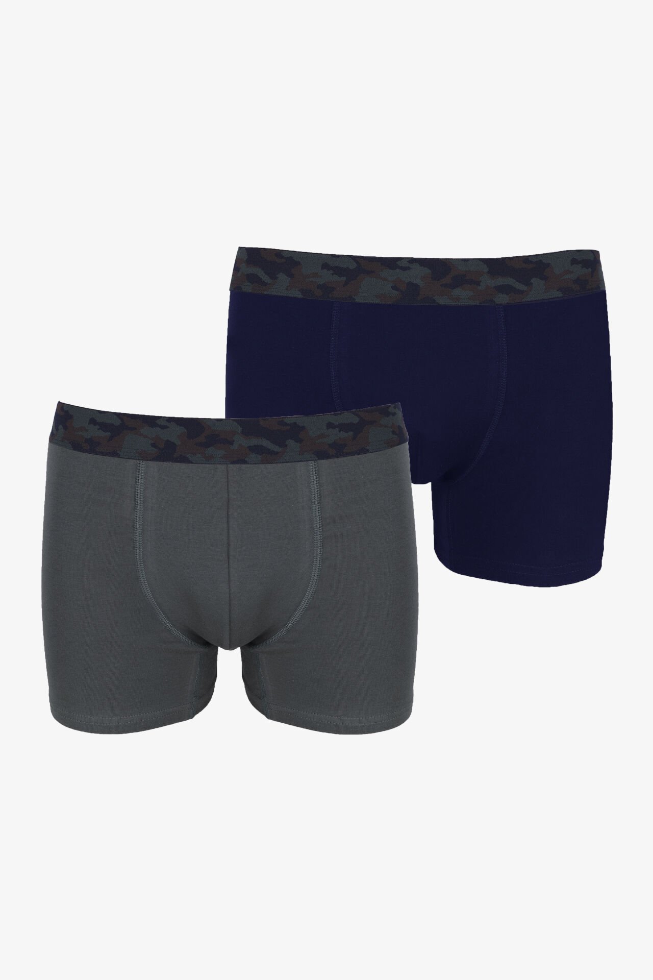 Erkek 2'li Pamuklu Likralı Boxer Lacivert - Haki - XL