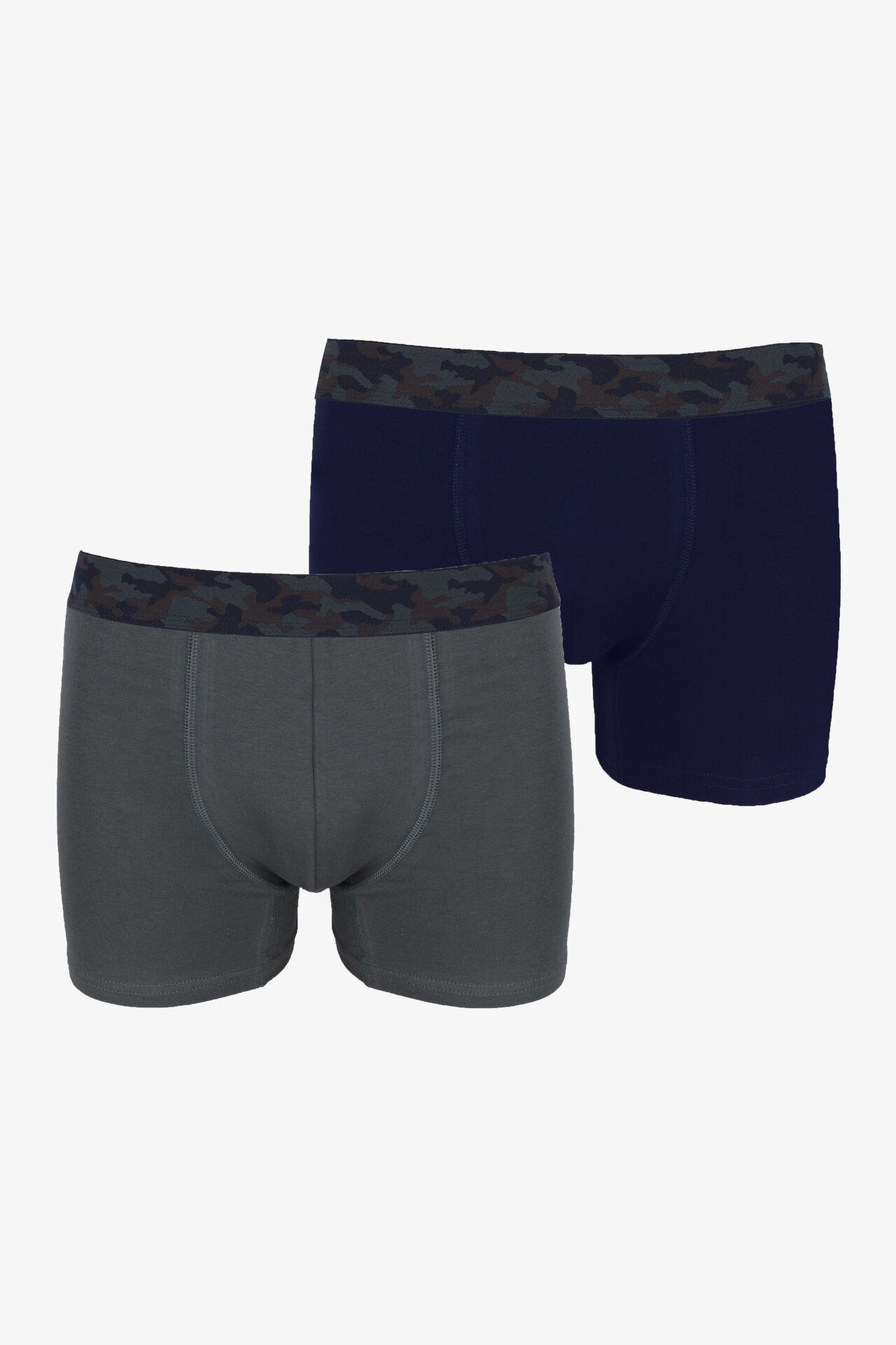 Erkek 2'li Pamuklu Likralı Boxer Lacivert - Haki - XL