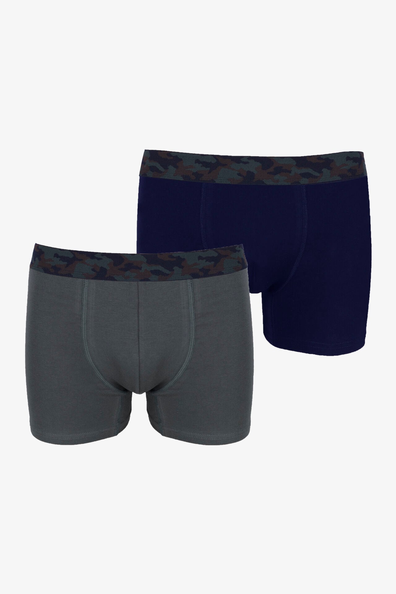 Erkek 2'li Pamuklu Likralı Boxer Lacivert - Haki - XL