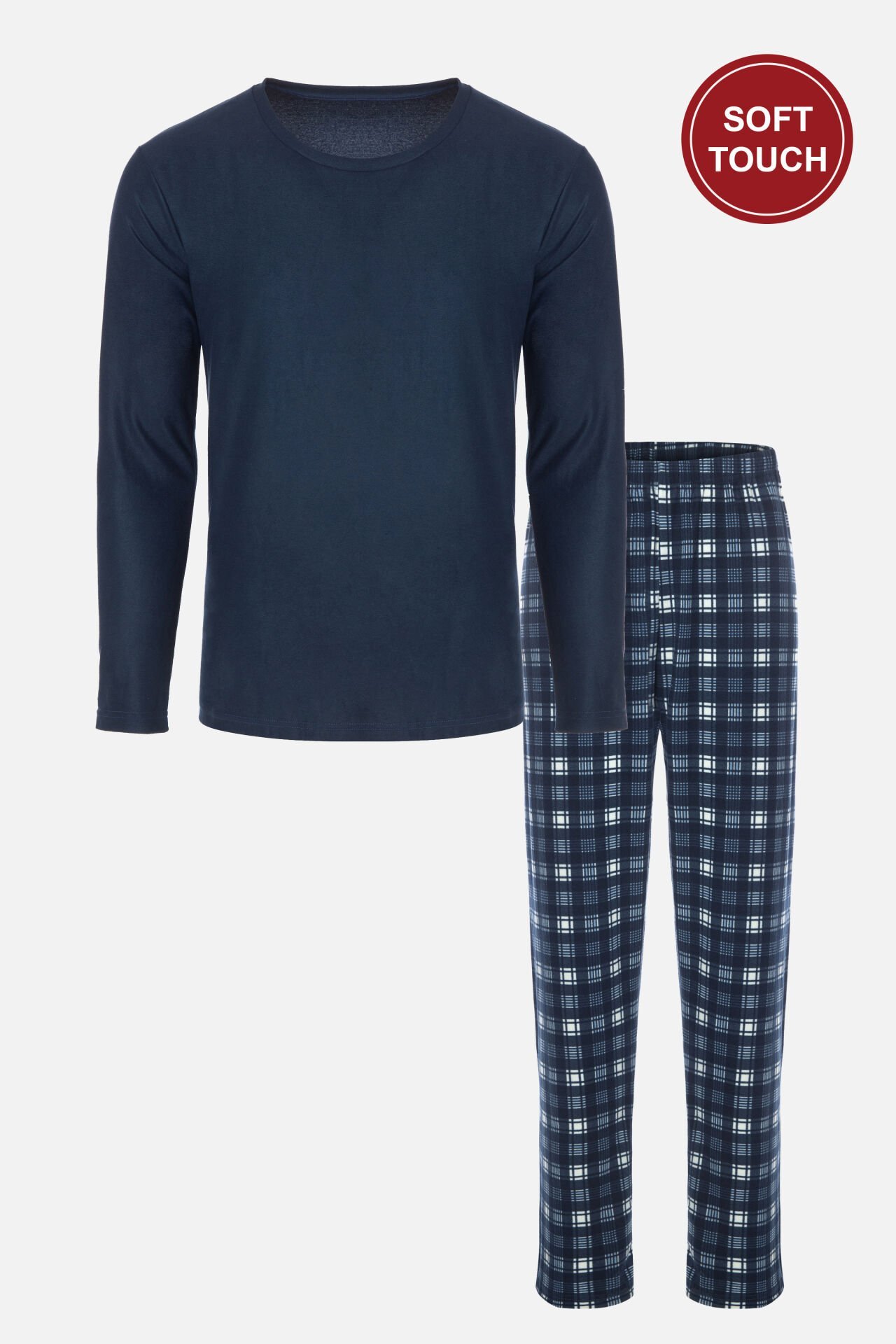 Erkek Soft Touch Uzun Kollu Alt Ekose Desenli Pijama Takımı