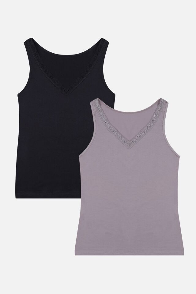 Kadın 2'li Dantel Detaylı Atlet