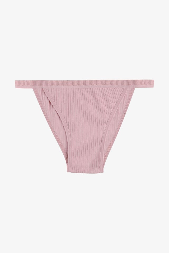 Kadın Fitilli Pamuklu Lastikli 3'lü Külot Siyah - Ten - 2XL