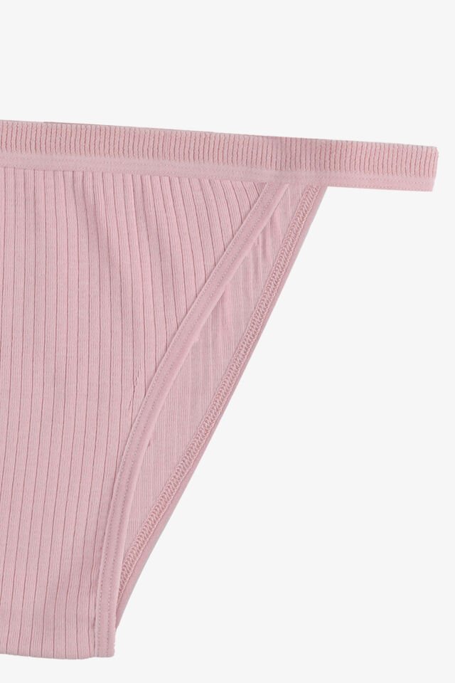 Kadın Fitilli Pamuklu Lastikli 3'lü Külot Siyah - Ten - 2XL