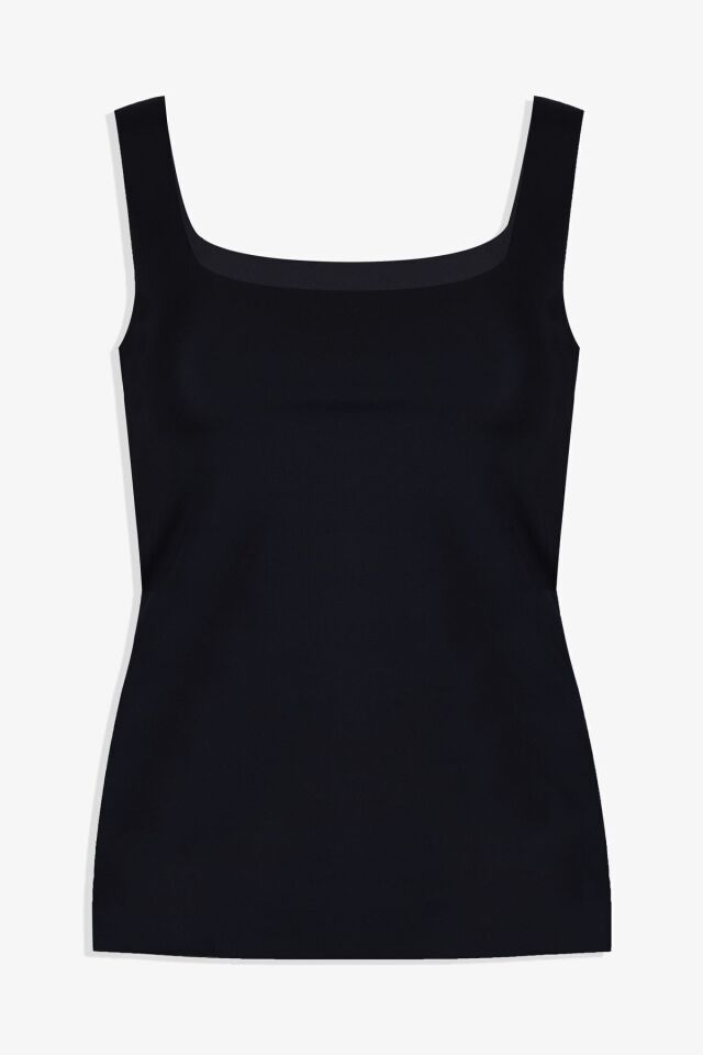 Kadın Kalın Askılı Lazer Kesim Atlet Siyah - L/XL - Siyah - L/XL