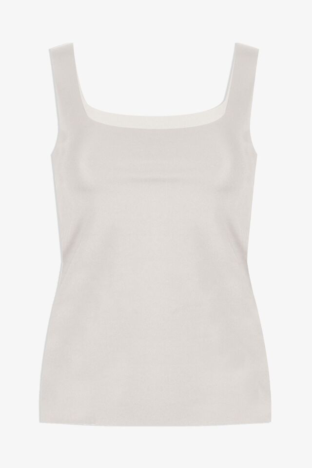 Kadın Kalın Askılı Lazer Kesim Atlet Ekru - S/M - Ekru - S/M