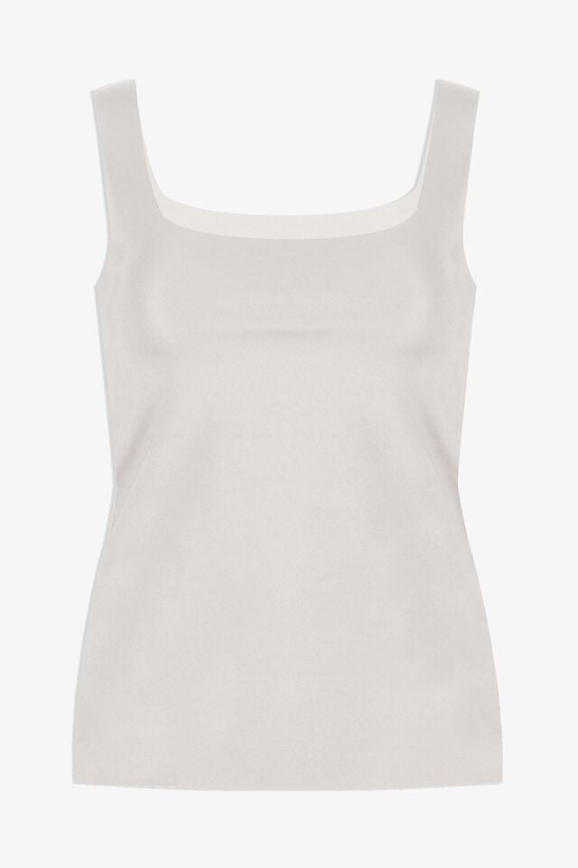 Kadın Kalın Askılı Lazer Kesim Atlet Ekru - S/M - Ekru - S/M