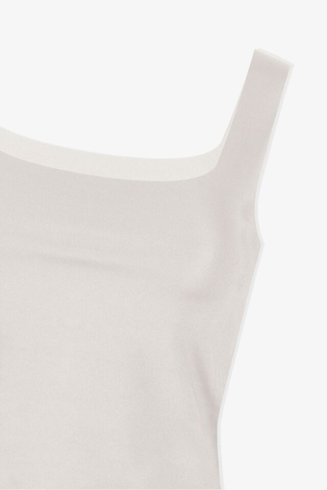 Kadın Kalın Askılı Lazer Kesim Atlet Ekru - S/M - Ekru - S/M