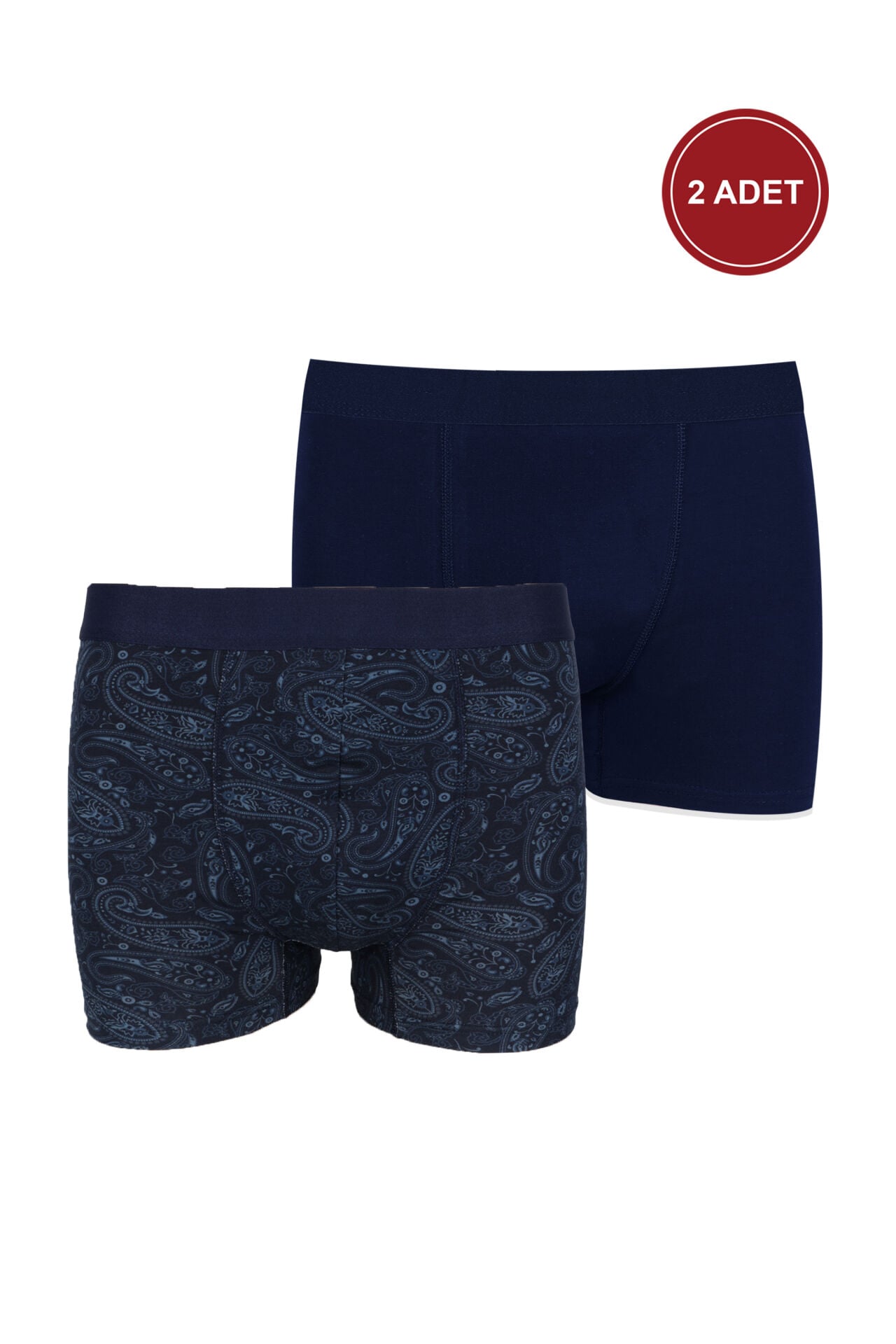 Erkek 2'li Pamuklu Likralı Boxer Lacivert - Mavi - 3XL