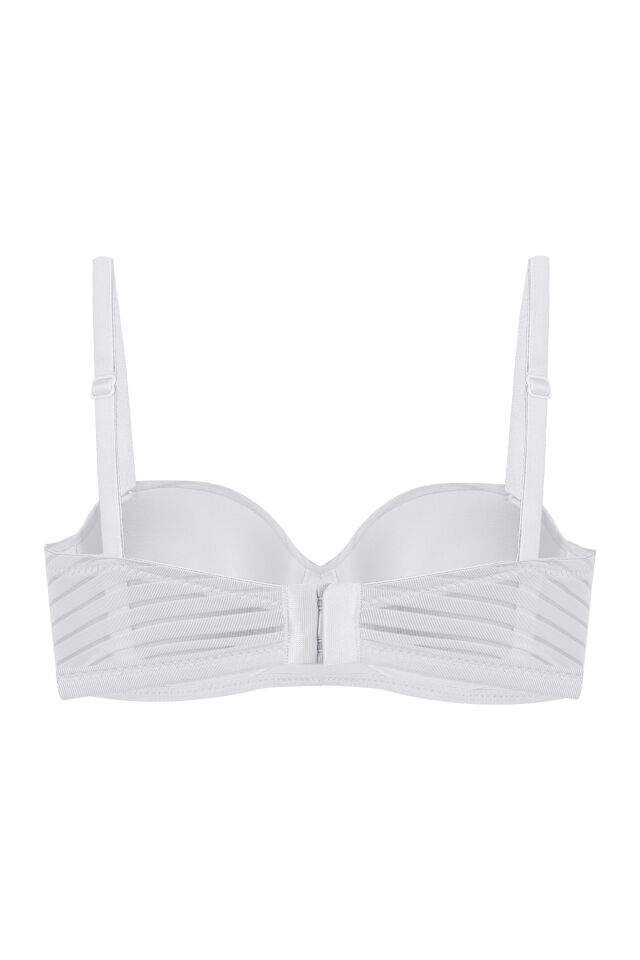 Kadın Dolgusuz Transparan Çizgili Toparlayıcı Straplez Sütyen 80B - Ekru