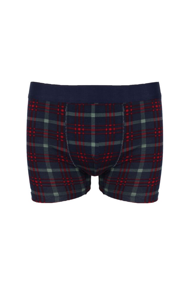 Erkek 2'li Pamuklu Likralı Boxer Lacivert - Kırmızı - 2XL
