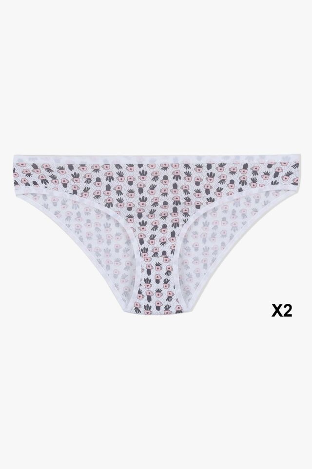 Kadın 12'li Pamuklu Desenli Külot L - Çok Renkli