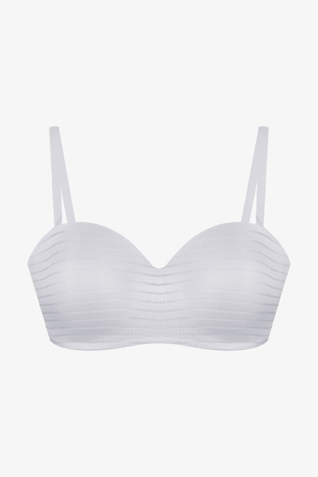 Kadın Dolgusuz Transparan Çizgili Toparlayıcı Straplez Sütyen 90B - Ekru