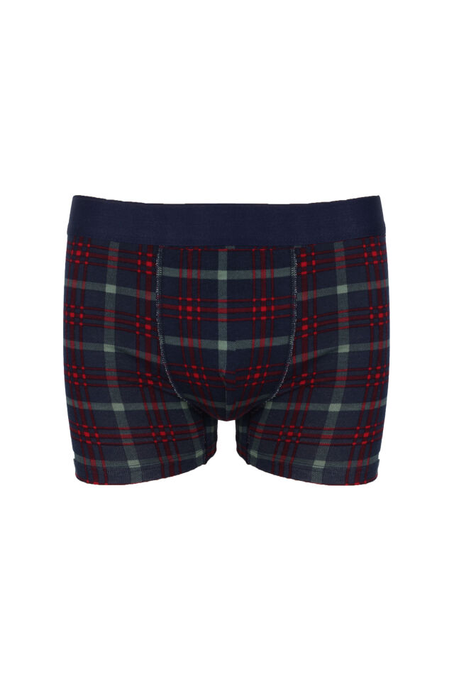 Erkek 2'li Pamuklu Likralı Boxer Lacivert - Kırmızı - 4XL