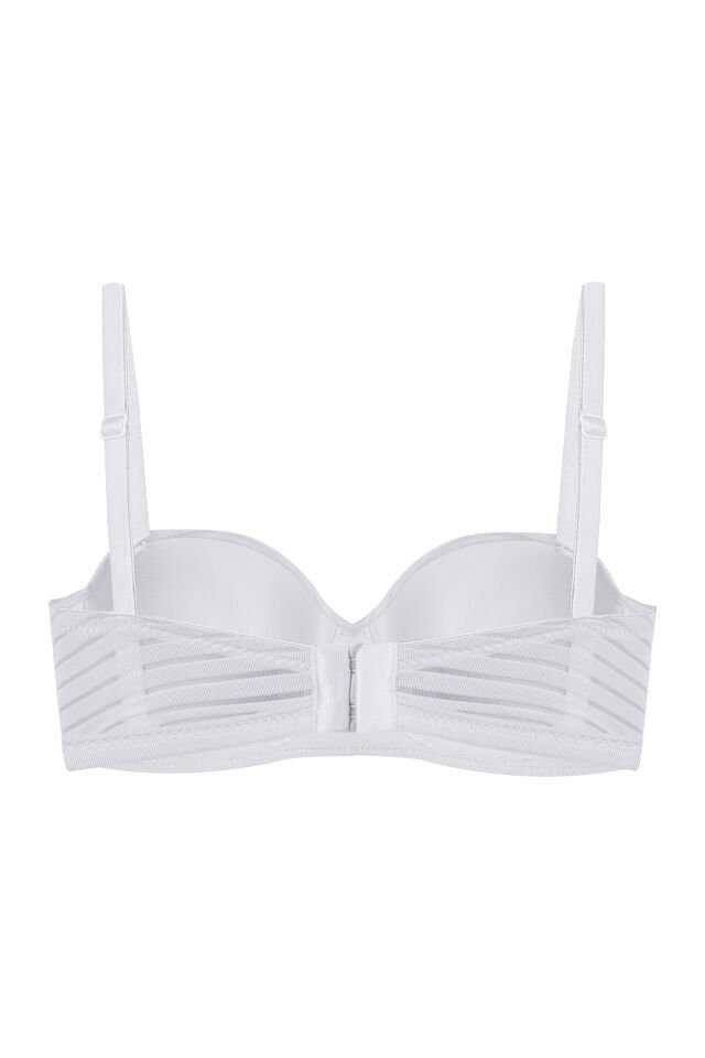 Kadın Dolgusuz Transparan Çizgili Toparlayıcı Straplez Sütyen 95B - Ekru