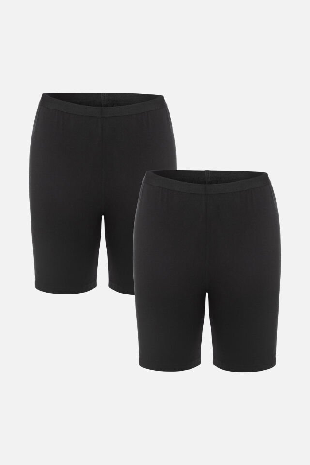 Kadın Viskon Yumuşak Tuşe İkili İçlik Tayt L/XL - Siyah