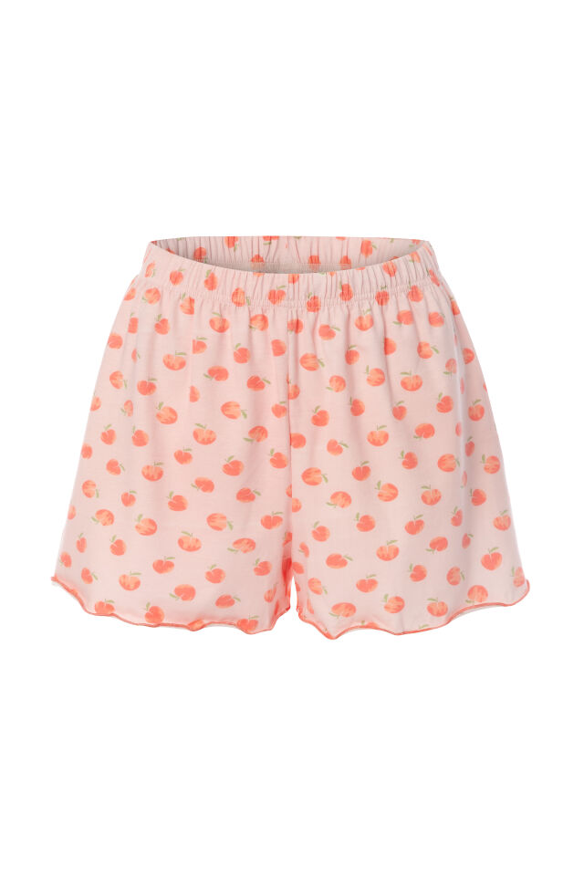 Kadın İnce Askılı Fiyonklu Pamuklu Şortlu Pijama Takımı S - Pembe