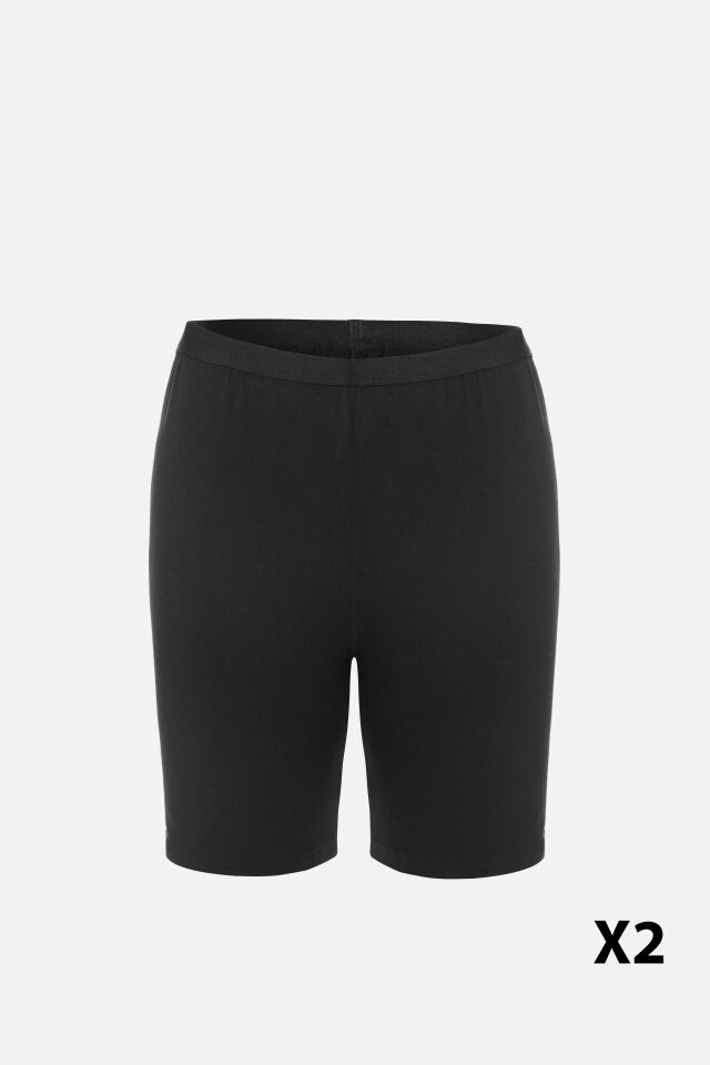 Kadın Viskon Yumuşak Tuşe İkili İçlik Tayt Siyah - 2XL