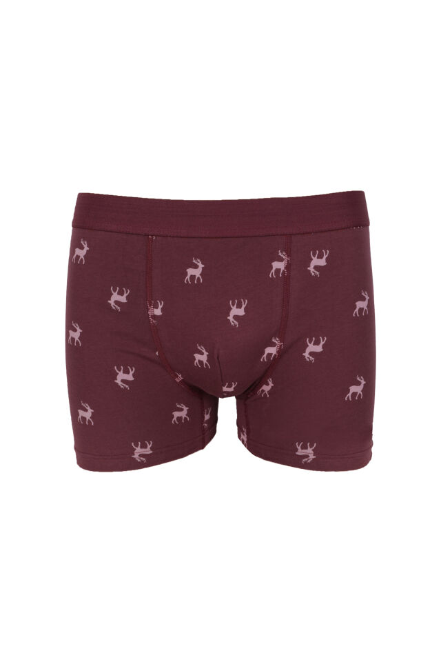Erkek 2'li Pamuklu Likralı Boxer Gri - Bordo - 5XL