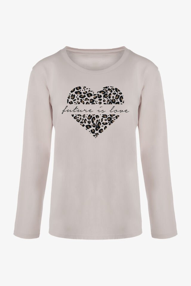 Kadın Sofi Touch Pamuklu Leopar Desenli Basic Pijama Takımı L - Gri - Kahverengi