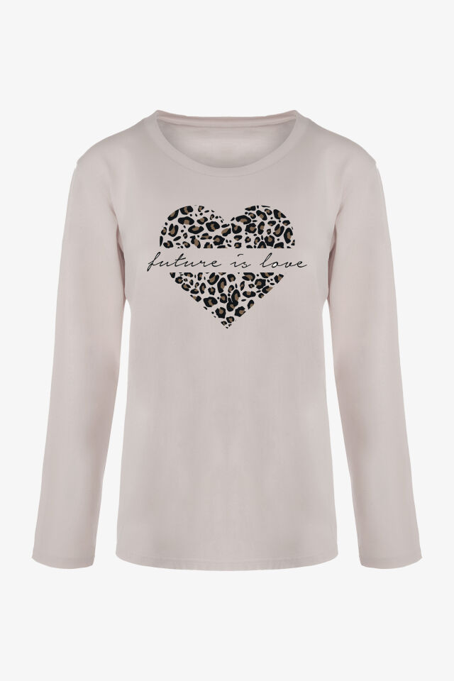 Kadın Sofi Touch Pamuklu Leopar Desenli Basic Pijama Takımı L - Gri - Kahverengi
