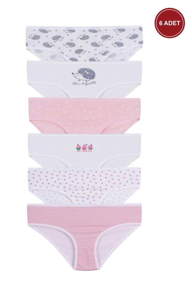 Kız Çocuk 6'lı Desenli Slip